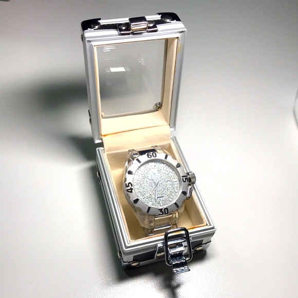 ⭐️HP⭐️ SK TIME Silver Austrian Rhinestones Fashion Watch - Picture 16 of 17